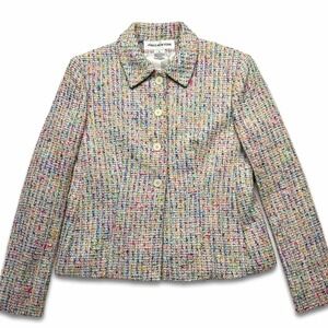 Jones New York Tweed Blazer Confetti Boucle Cropped Jacket Size 4 Textured